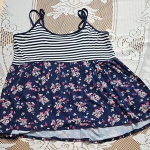 Torrid Blue and White Tiered Sleeveless Camisole